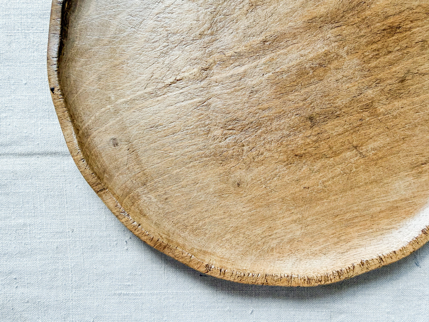 Treen Wood Bread Platter with Raised Edges, c1930