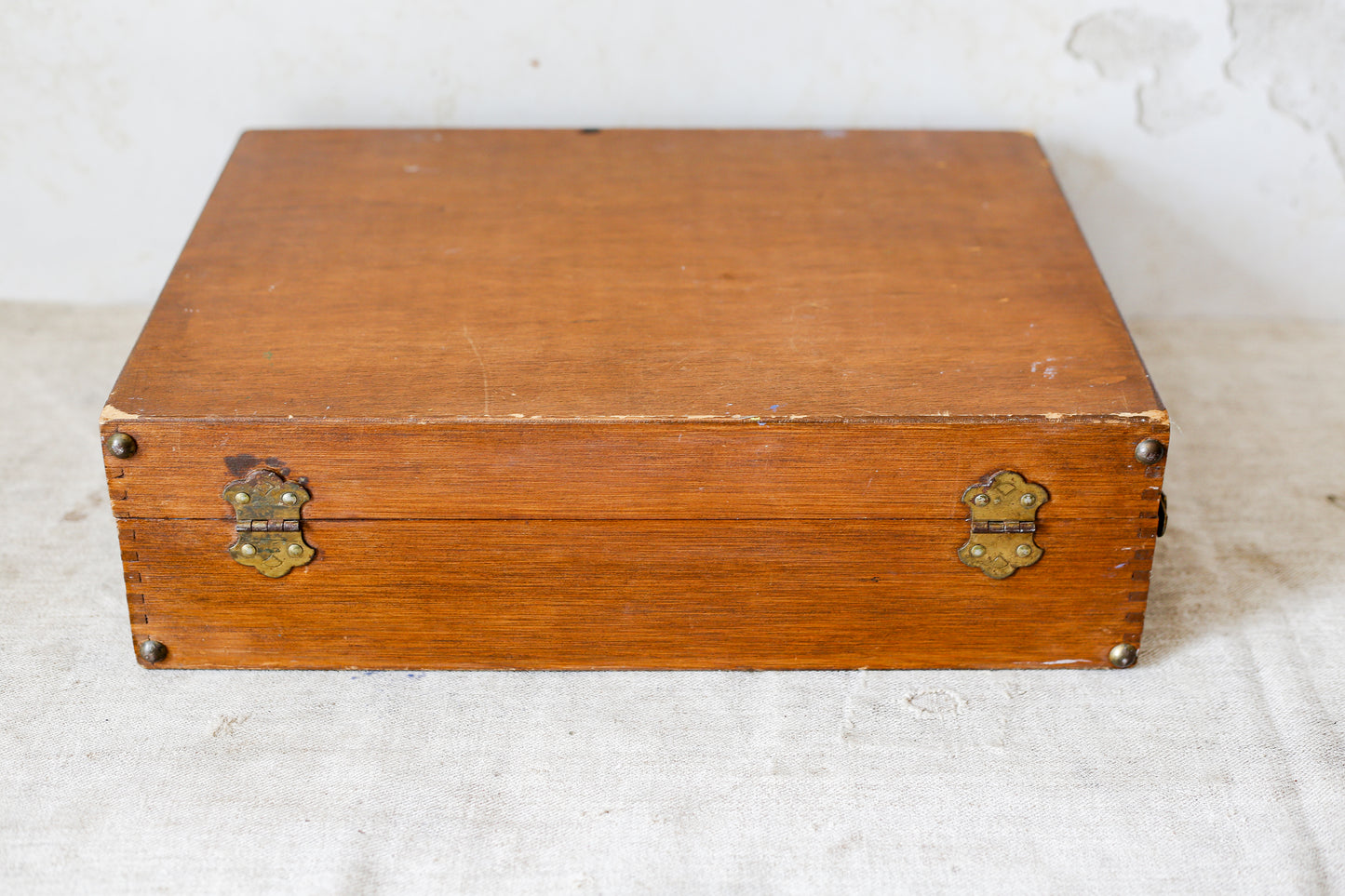 Vintage Wooden Artist's Sketch Box with 3 Palettes