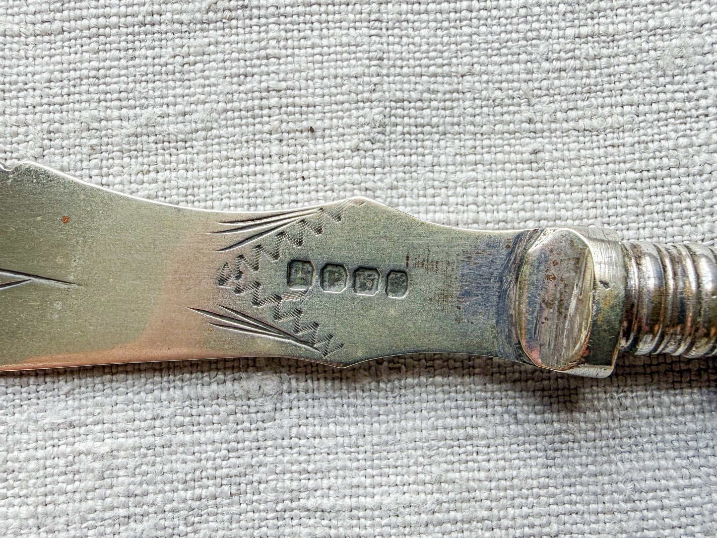 Midcentury Ornate Butter Knife with Carved Handle