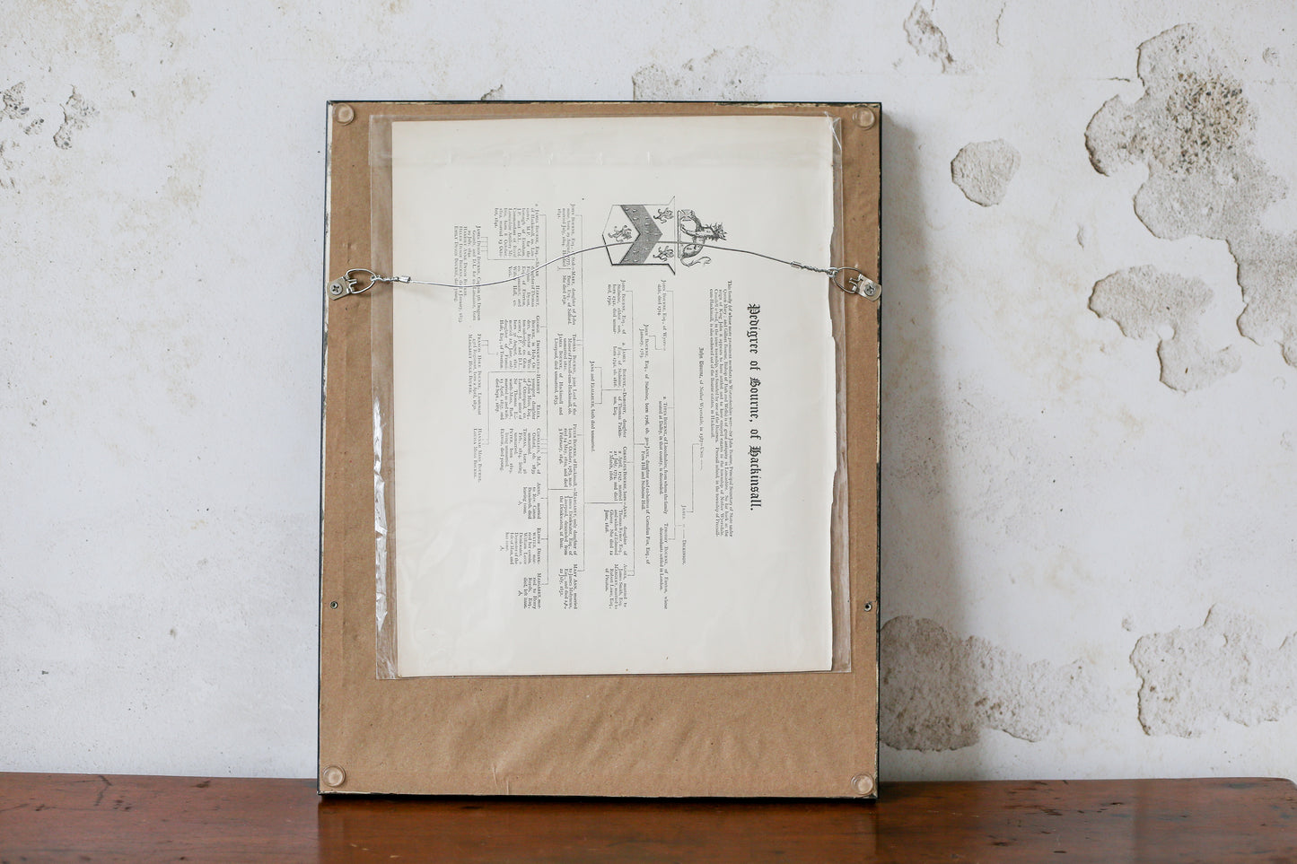 19th Century Coat of Arms of Bourne of Hackinsall | Contemporary Black and Gilt Frame