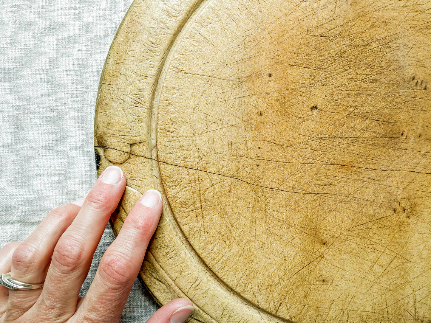 "Bread" Carved Board with Repaired Split, c1920