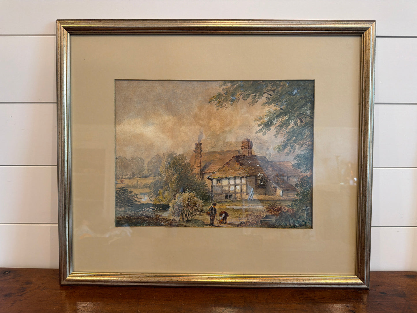 Watercolor painting of cottage, 1896