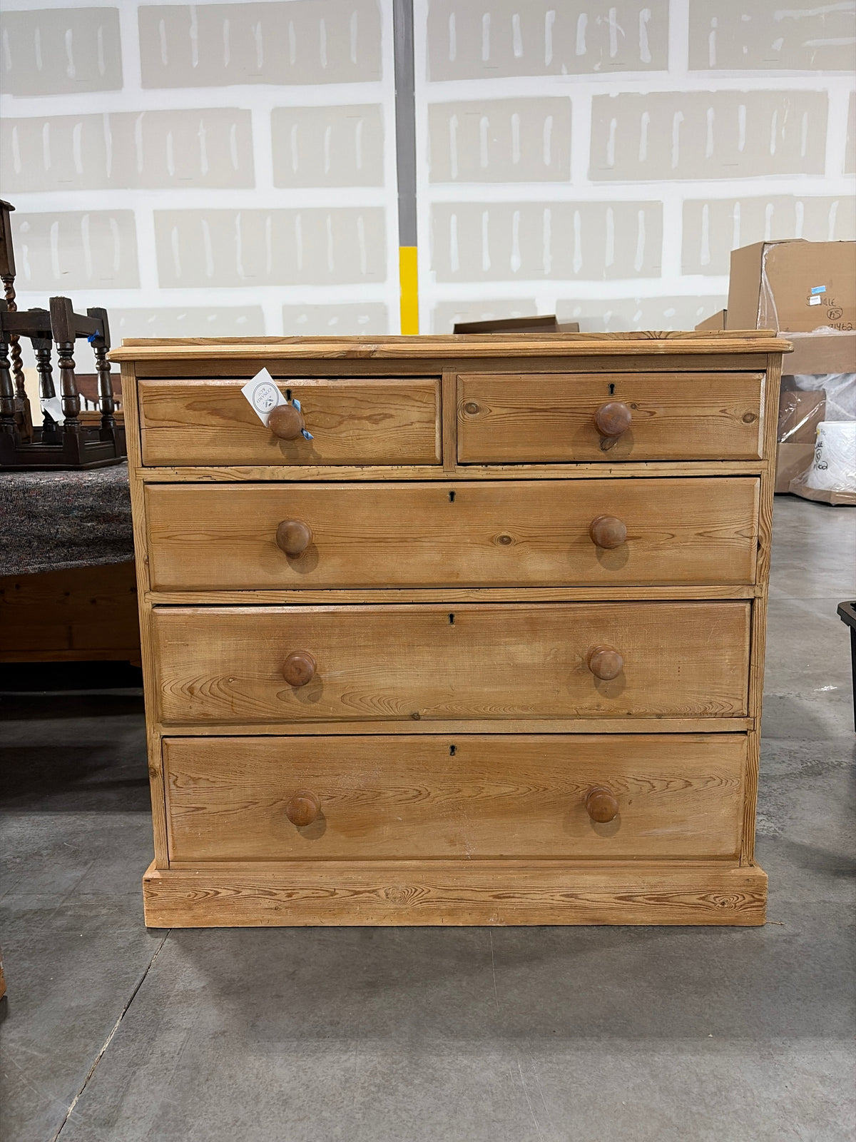 2 over 3 pine chest of drawers on plinth base #3