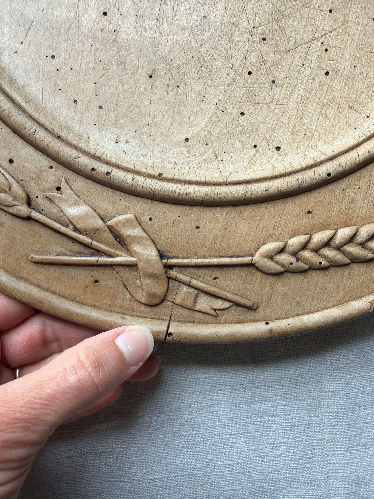 "Staff of Life" Carved English Bread Board, c1880