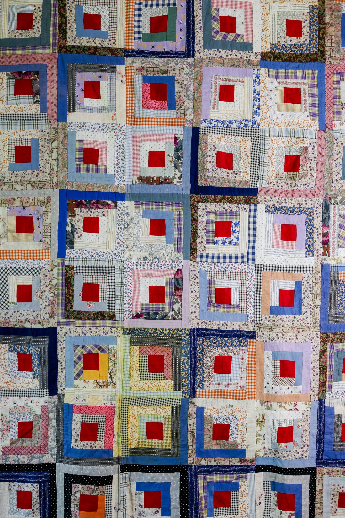 Vintage Log Cabin Quilt TOP