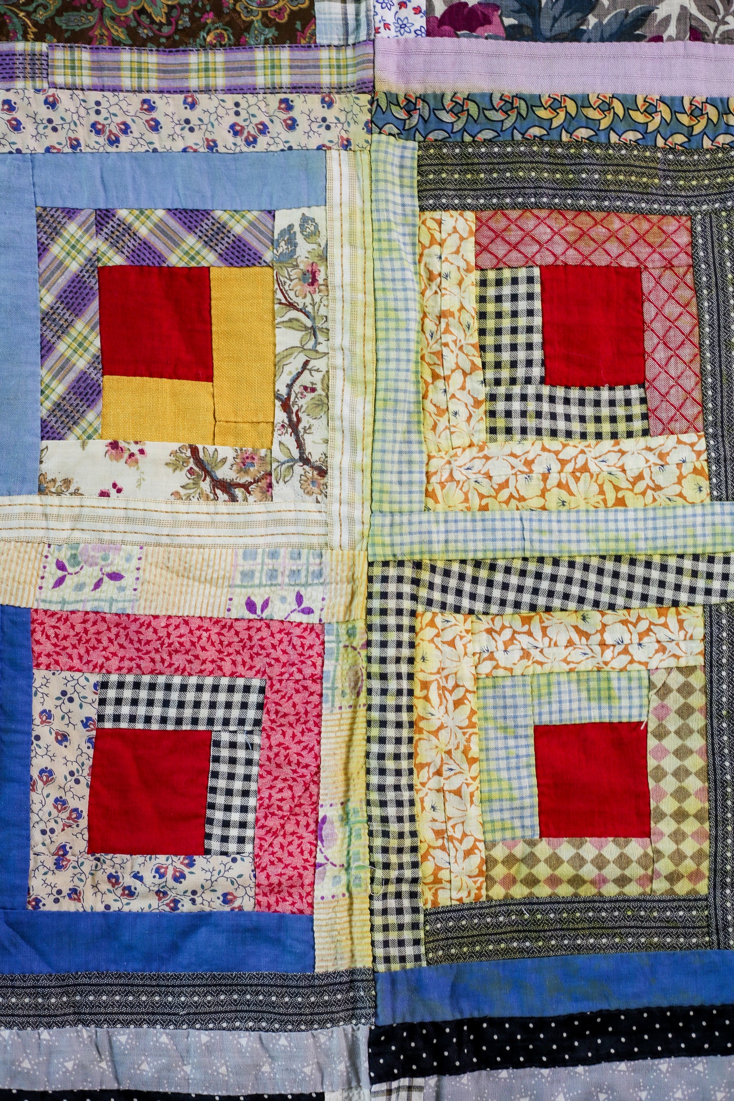 Vintage Log Cabin Quilt TOP