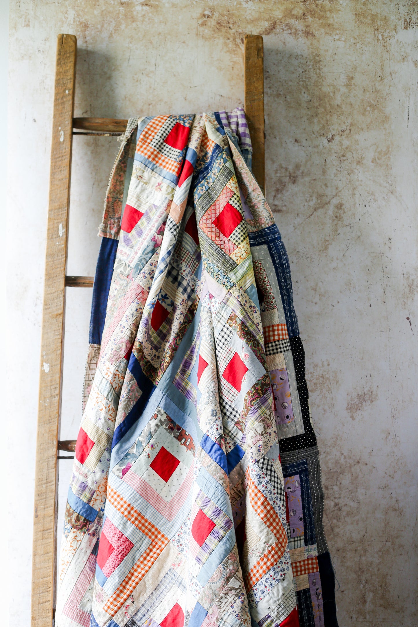 Vintage Log Cabin Quilt TOP