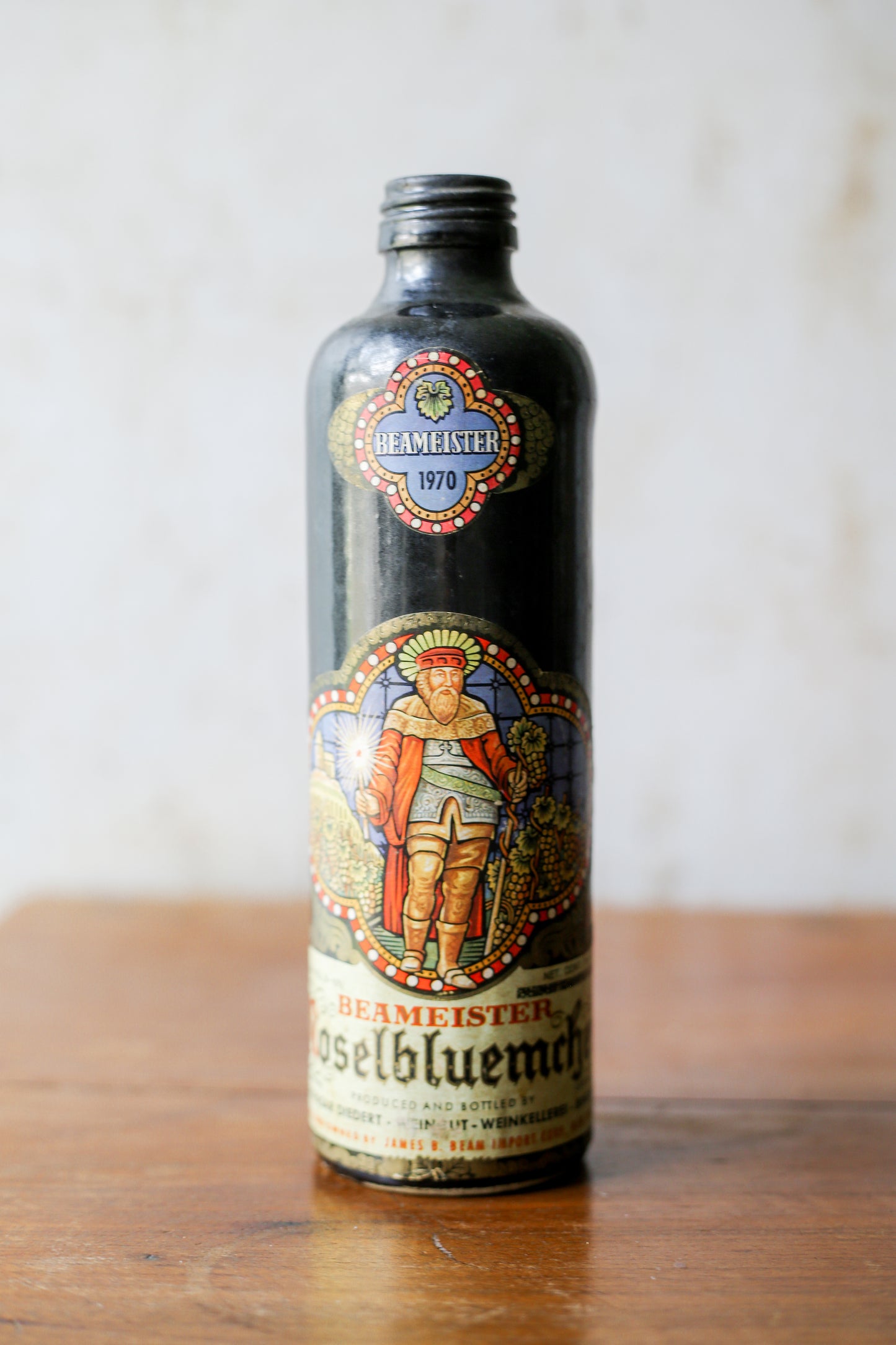 Vintage Beameister Moselbluemchen German Stoneware Wine Bottle, 1970
