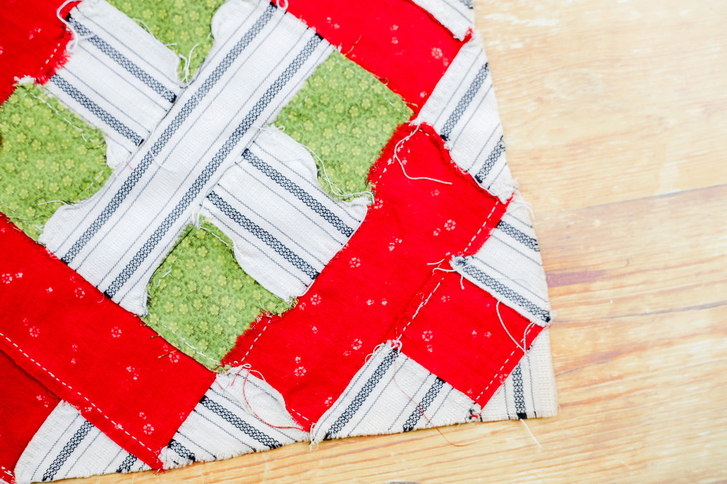 Antique 1880’s Red and Green Casement Window 11” Quilt Block