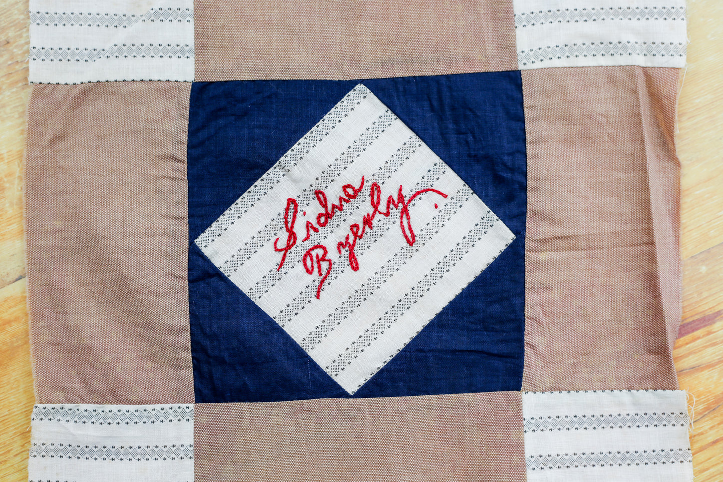 Antique Blue and Brown “Sidna Byerley” Quilt Block