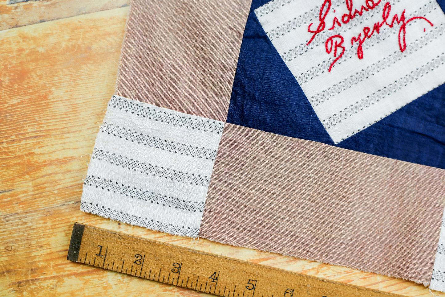 Antique Blue and Brown “Sidna Byerley” Quilt Block