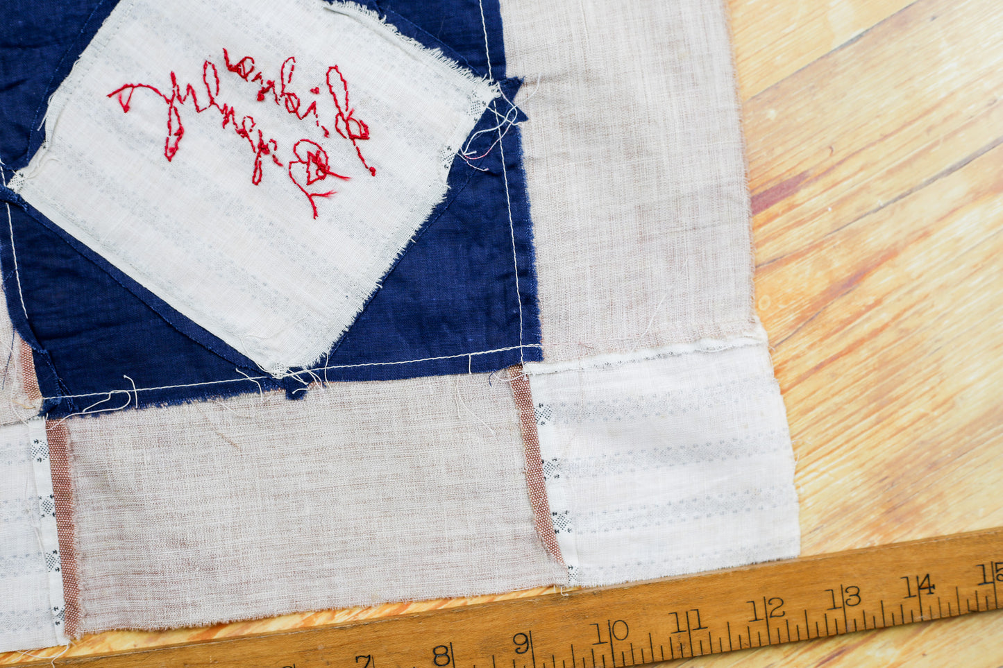 Antique Blue and Brown “Sidna Byerley” Quilt Block