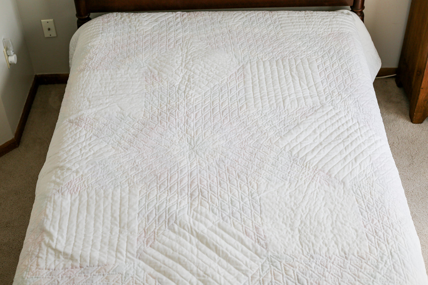 Vintage Rainbow Broken Star Quilt, c1960