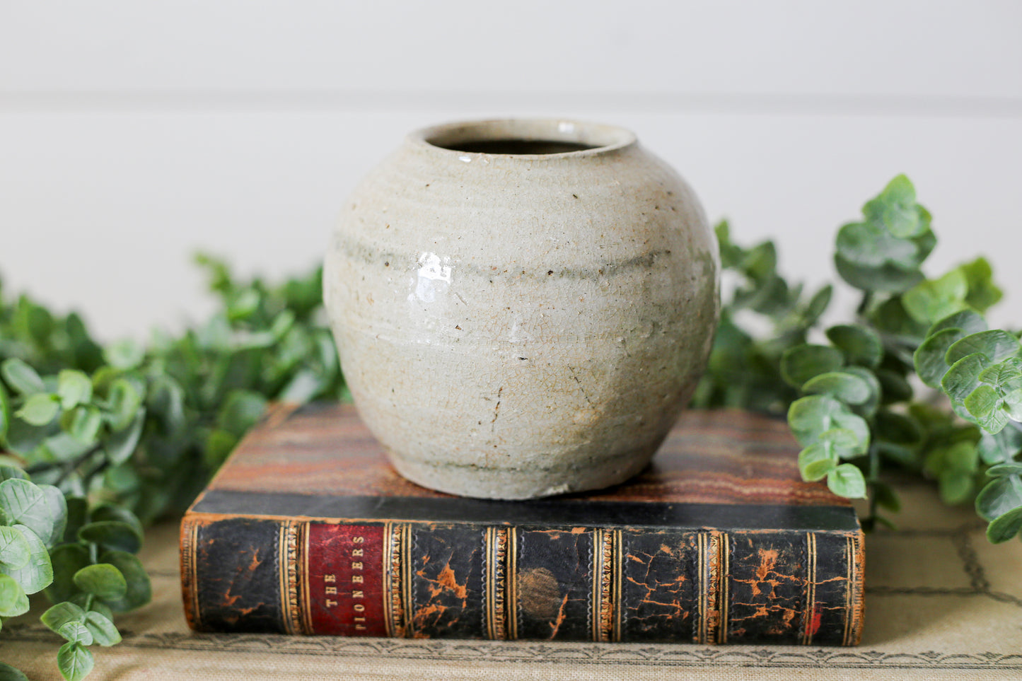 Antique Chinese Stoneware 3" Rustic Ginger Jar