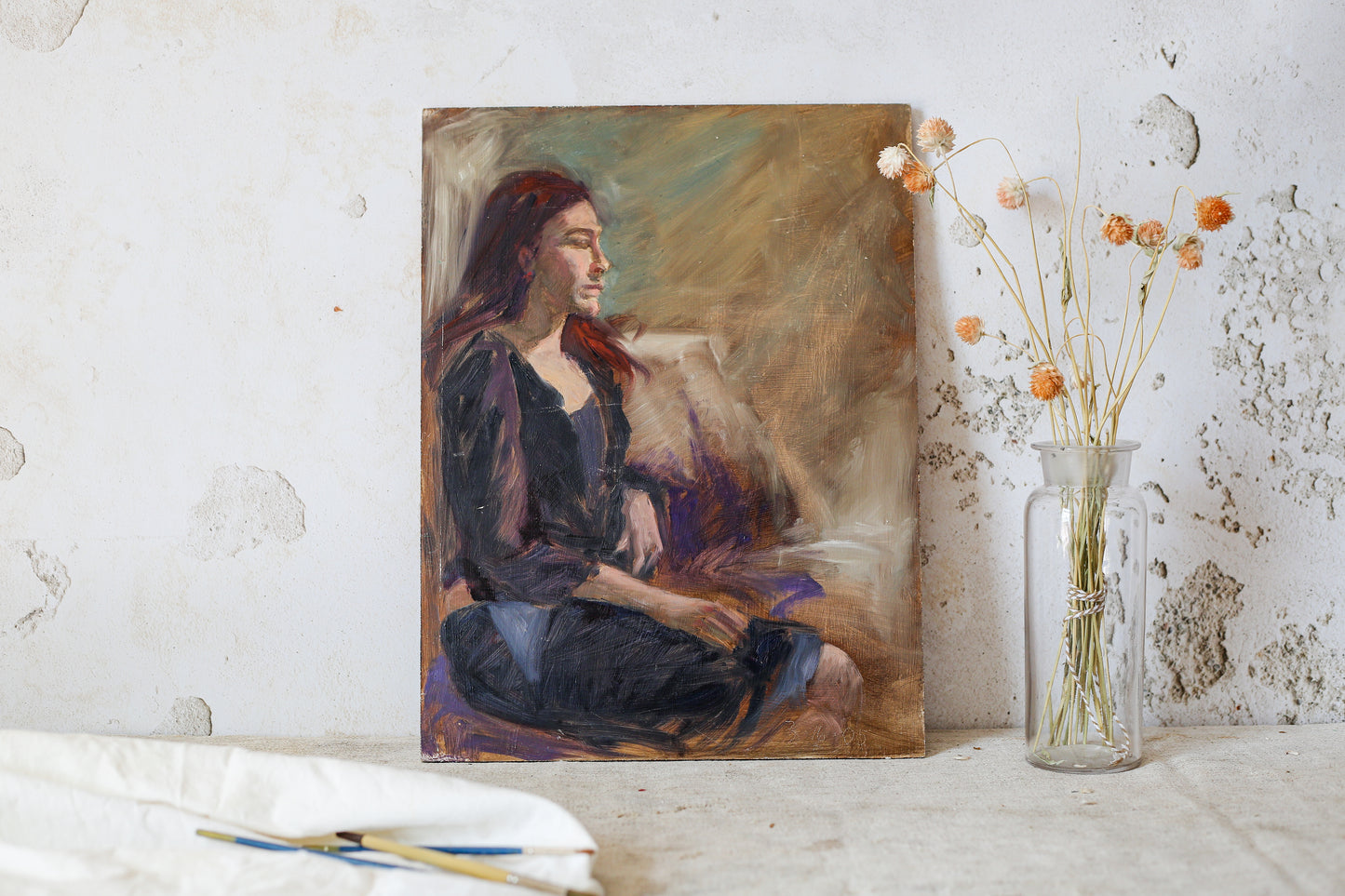 Original Oil Painting of Female Portraits (Double Sided Painting)