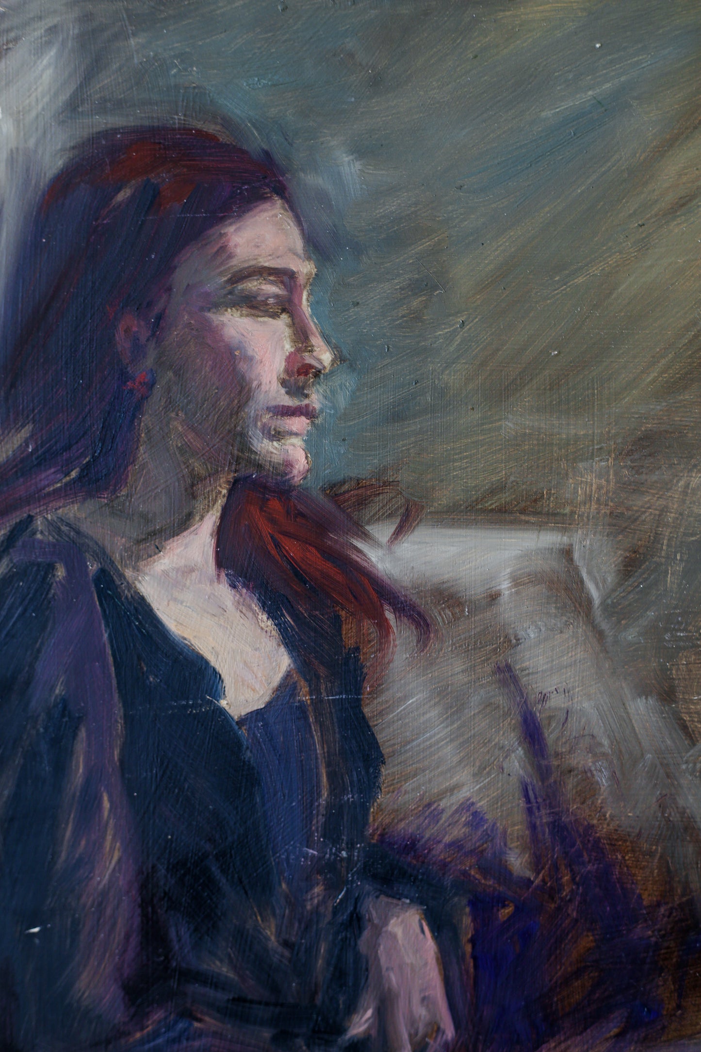 Original Oil Painting of Female Portraits (Double Sided Painting)