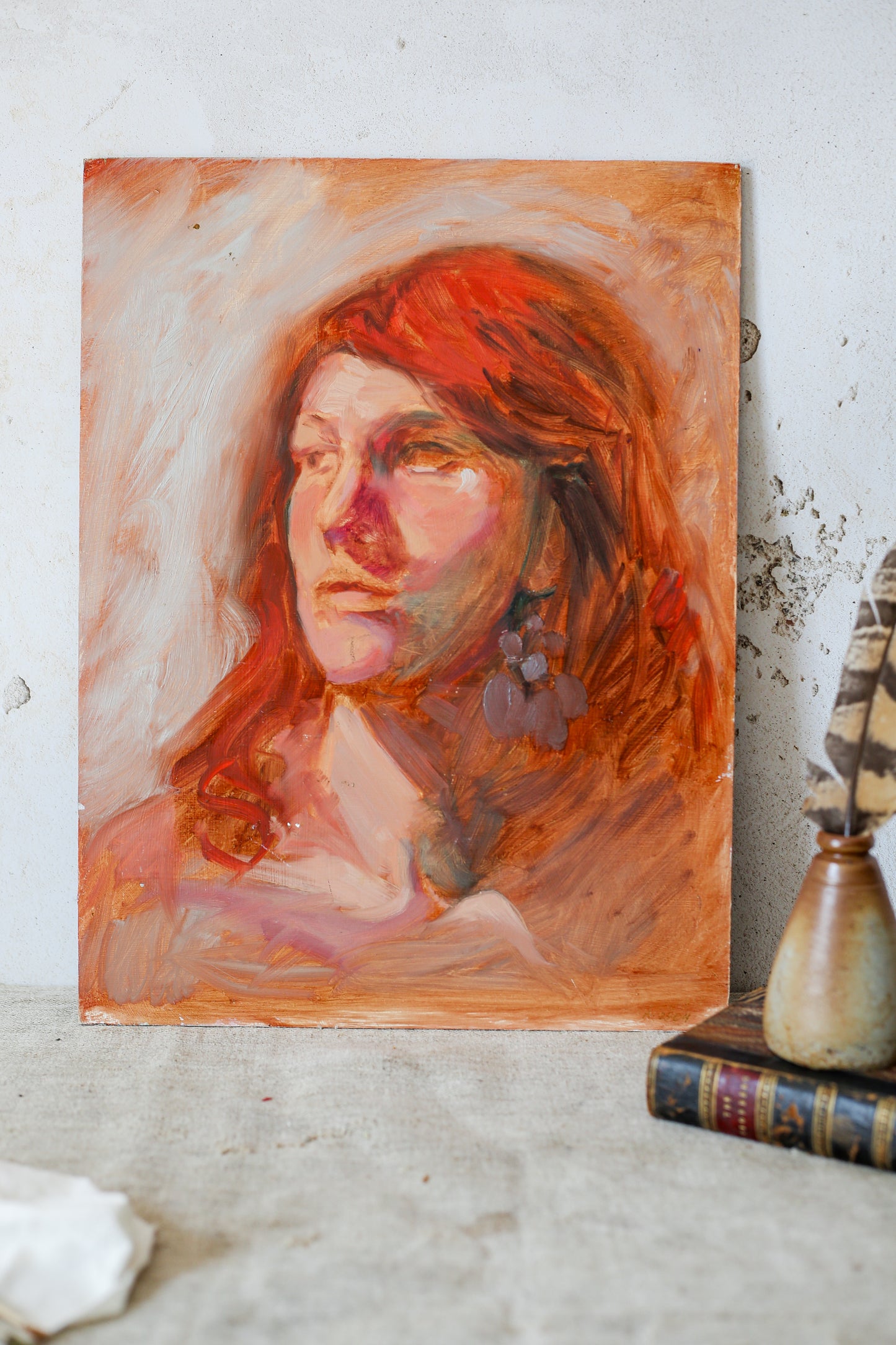 Original Oil Painting of Female Portraits (Double Sided Painting)