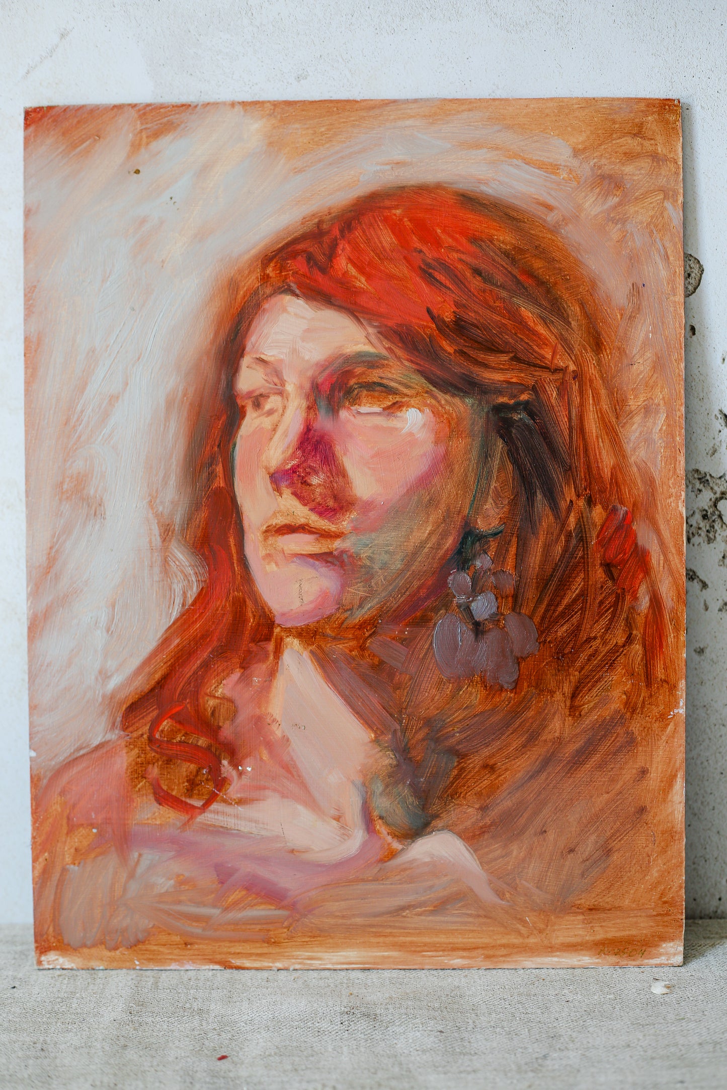 Original Oil Painting of Female Portraits (Double Sided Painting)