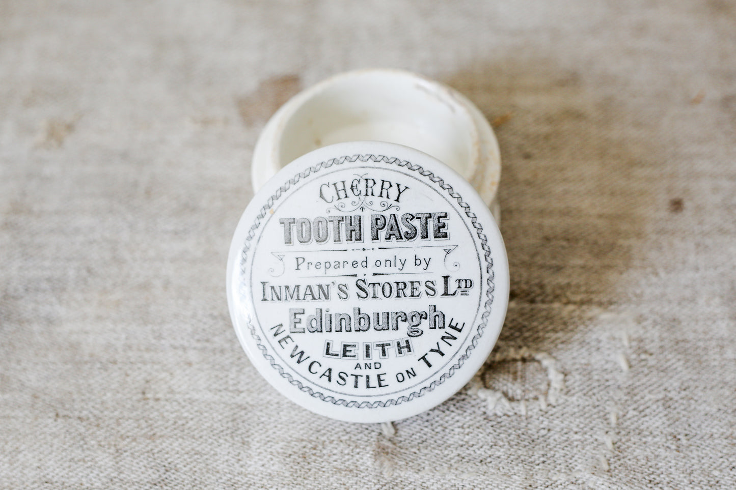 Antique Inman’s Cherry Toothpaste Pot & Lid