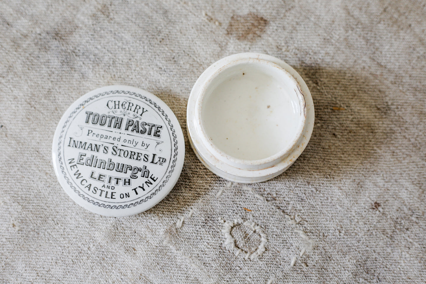 Antique Inman’s Cherry Toothpaste Pot & Lid