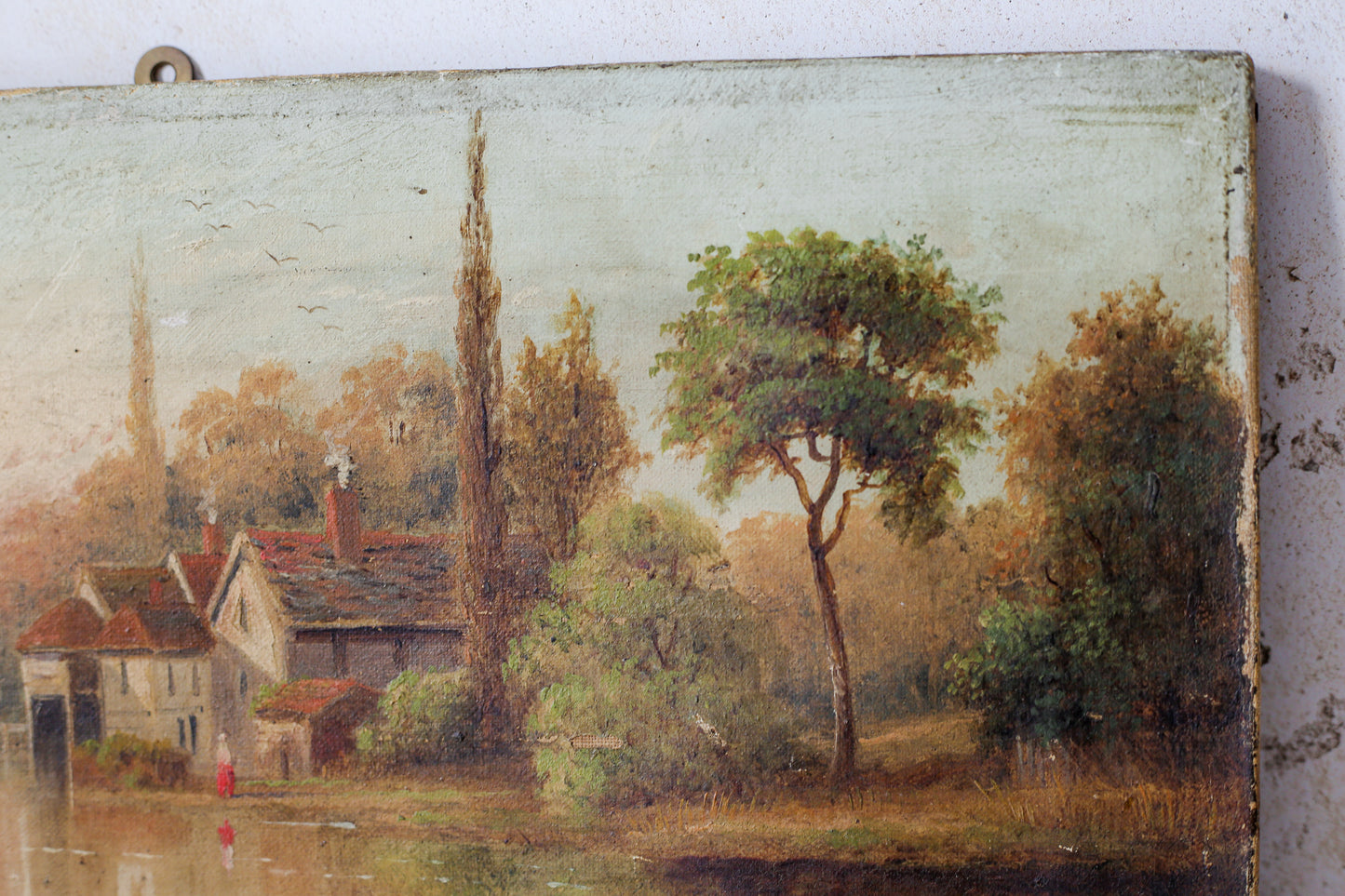 Oil Painting of Iffley Mill on Thames, England, c1880