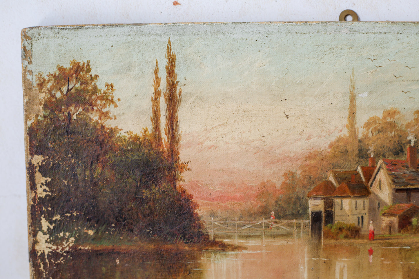 Oil Painting of Iffley Mill on Thames, England, c1880
