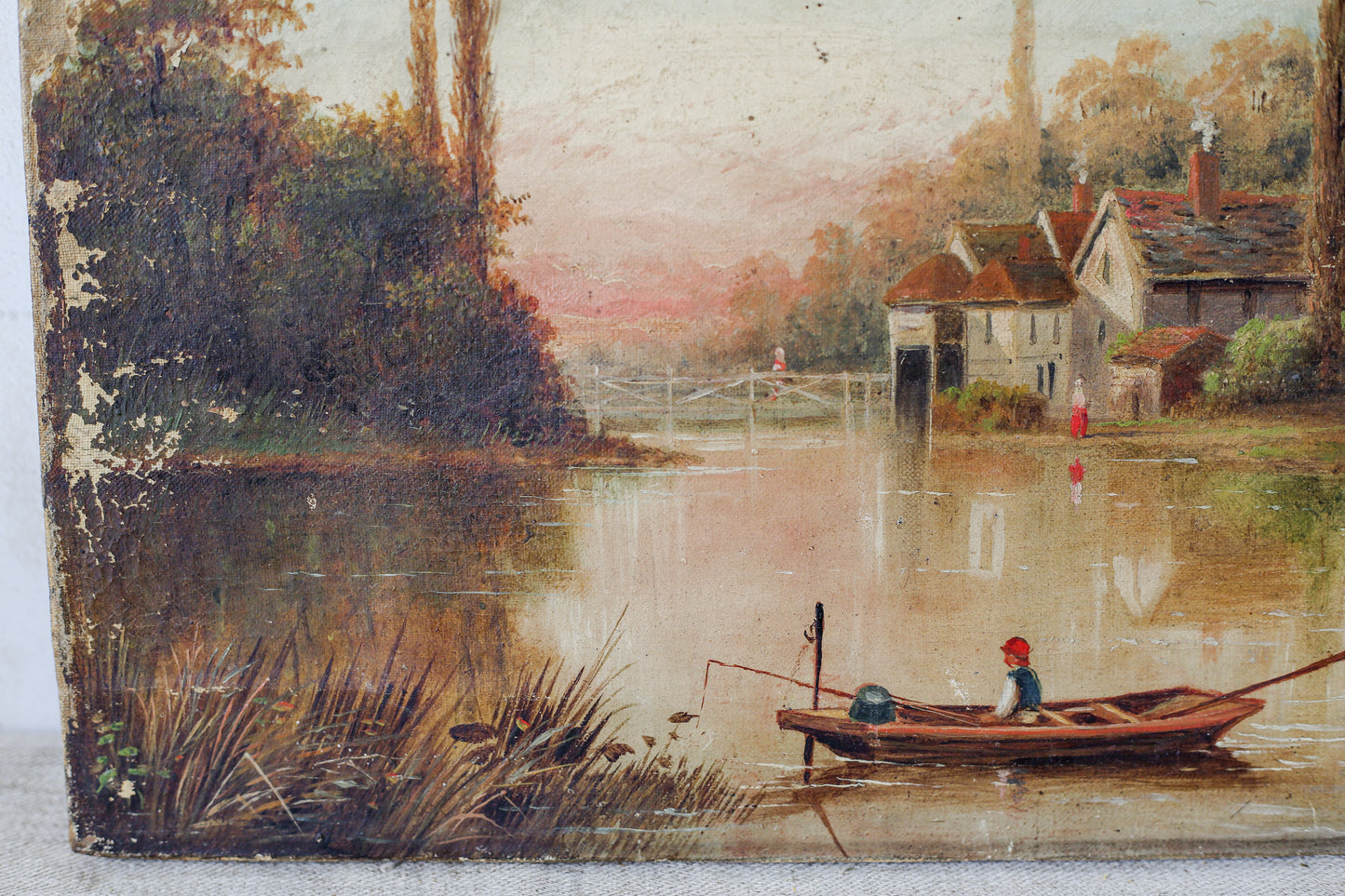 Oil Painting of Iffley Mill on Thames, England, c1880