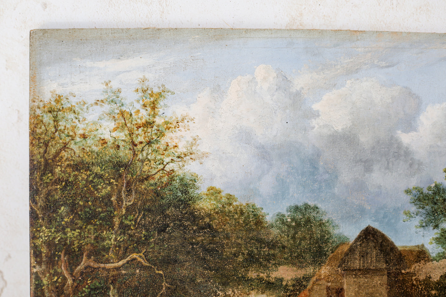 English Oil Painting of Cows by Pond, 19th Century