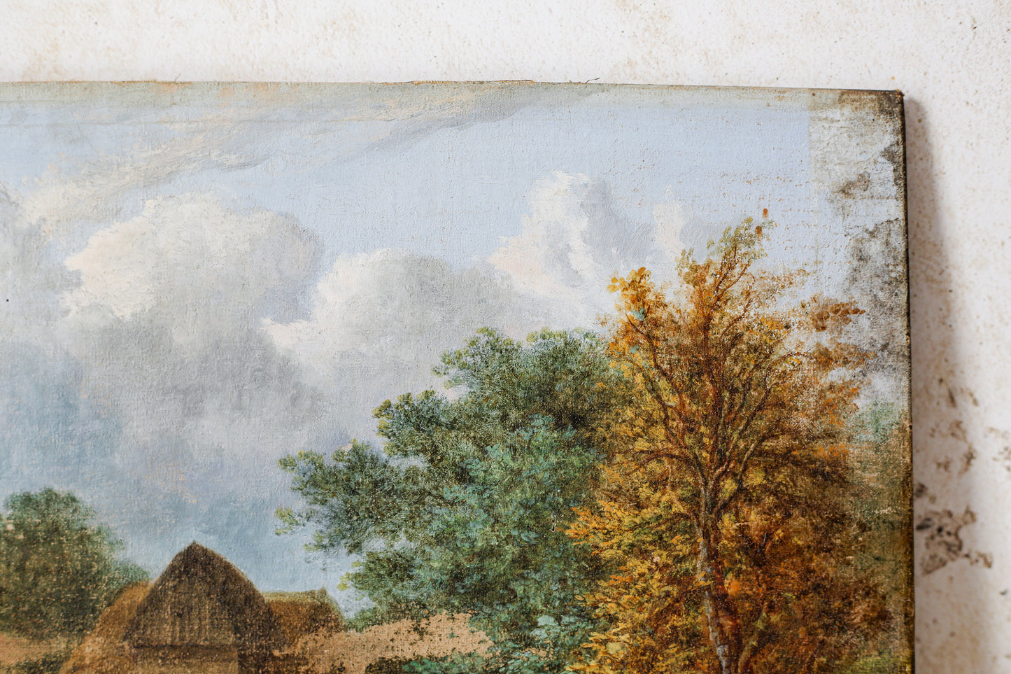 English Oil Painting of Cows by Pond, 19th Century