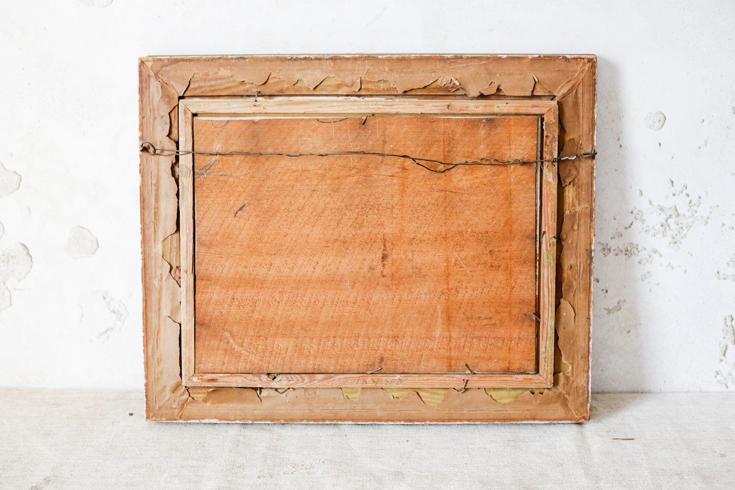 Antique Oil Landscape of Mountains and Lake Harbor