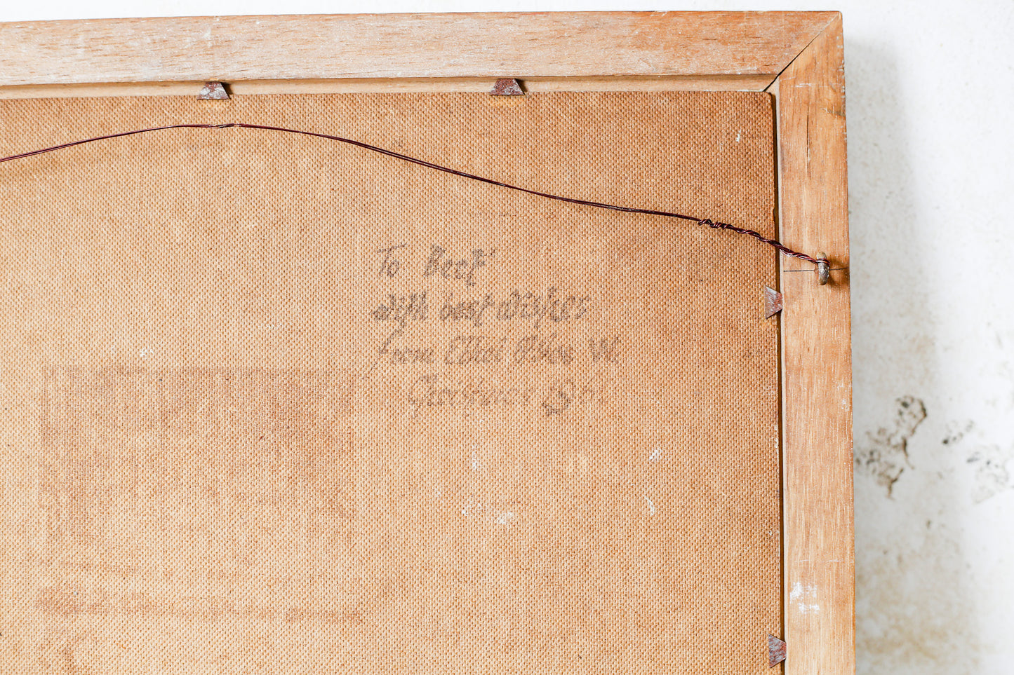 Framed Fishing Boats in Harbor Painting, c1960