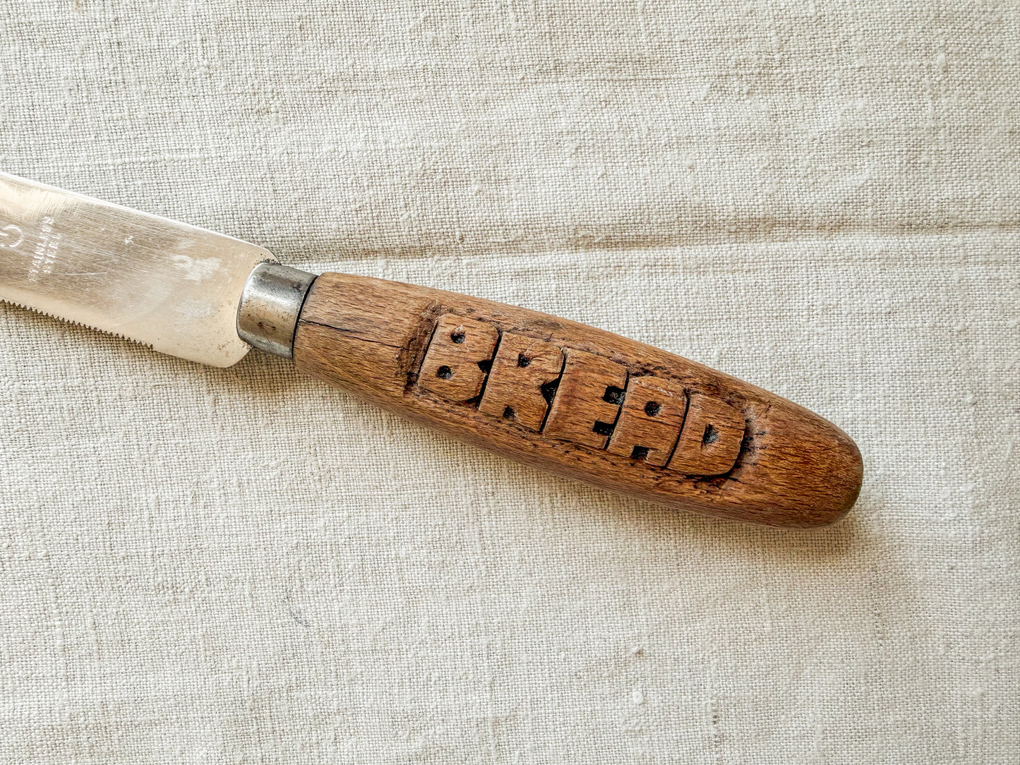 "Bread" Hand Carved Knife with J.H. Potter, Sheffield Blade, c1920
