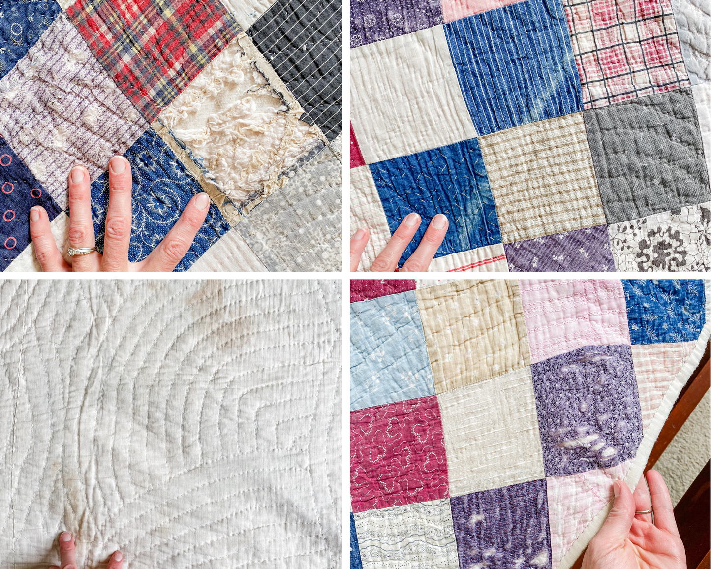 Antique Square on Point Patchwork Quilt, c1910