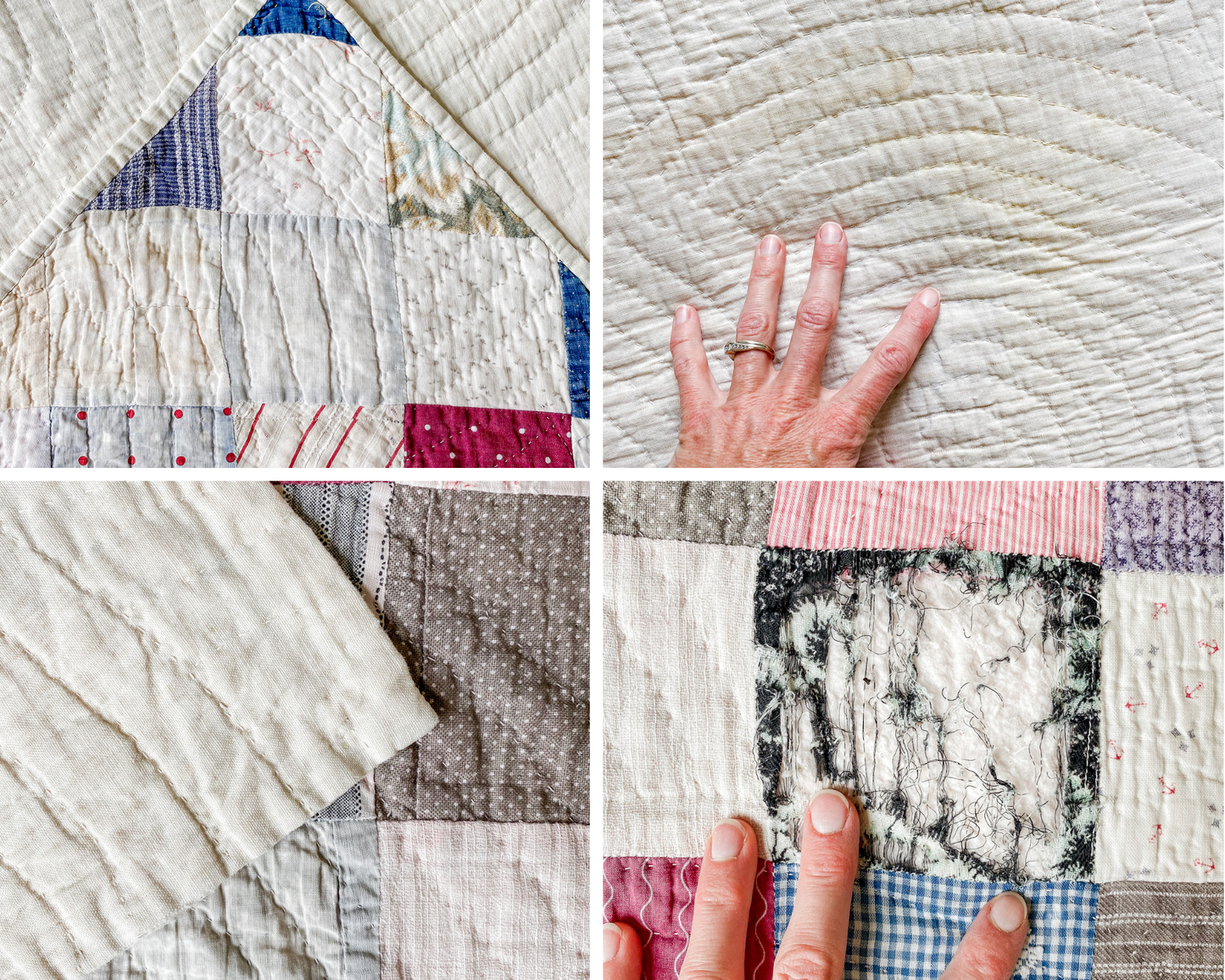 Antique Square on Point Patchwork Quilt, c1910