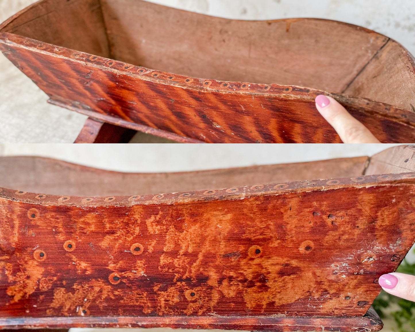 Antique Doll Cradle with Hand Painted Wood Grain