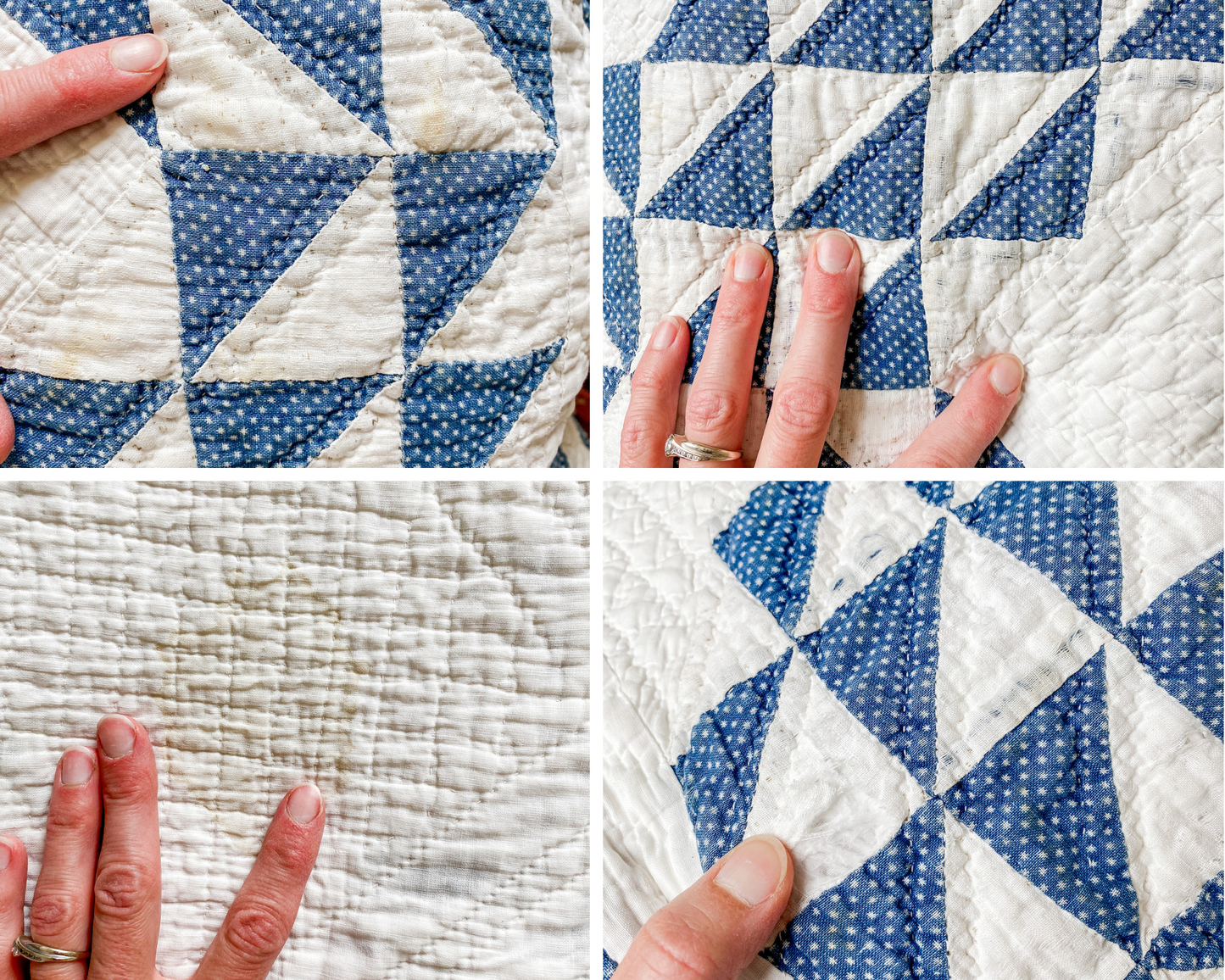 Antique Blue and White Ocean Wave Quilt, c1910