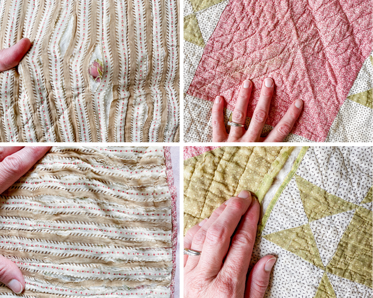 Antique Pink & Green Ohio Star Quilt