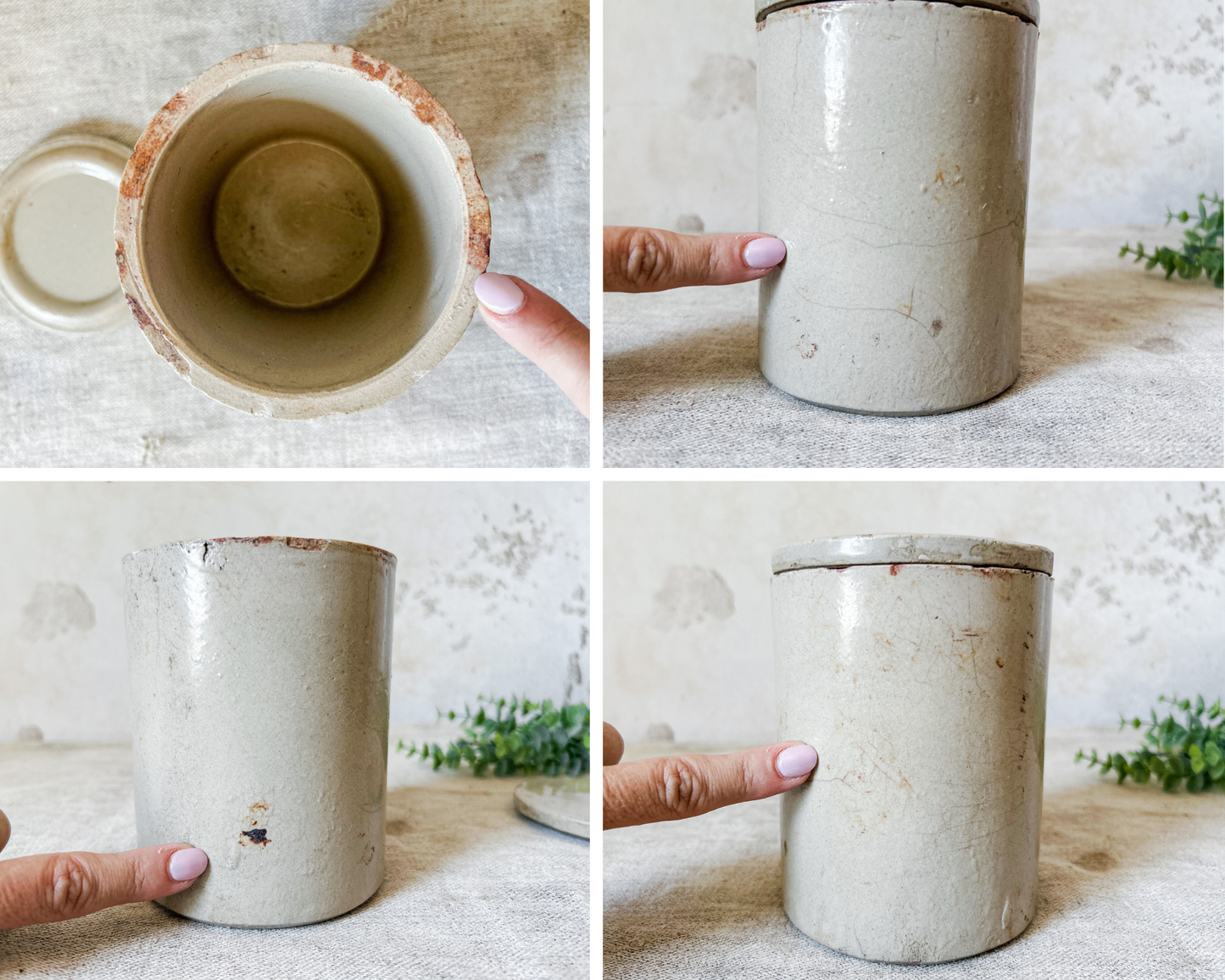 Antique English Stoneware Jar with Lid