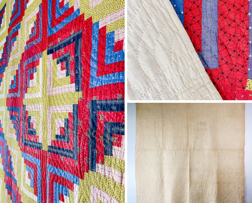 Antique Barn Raising Log Cabin Quilt, c1890