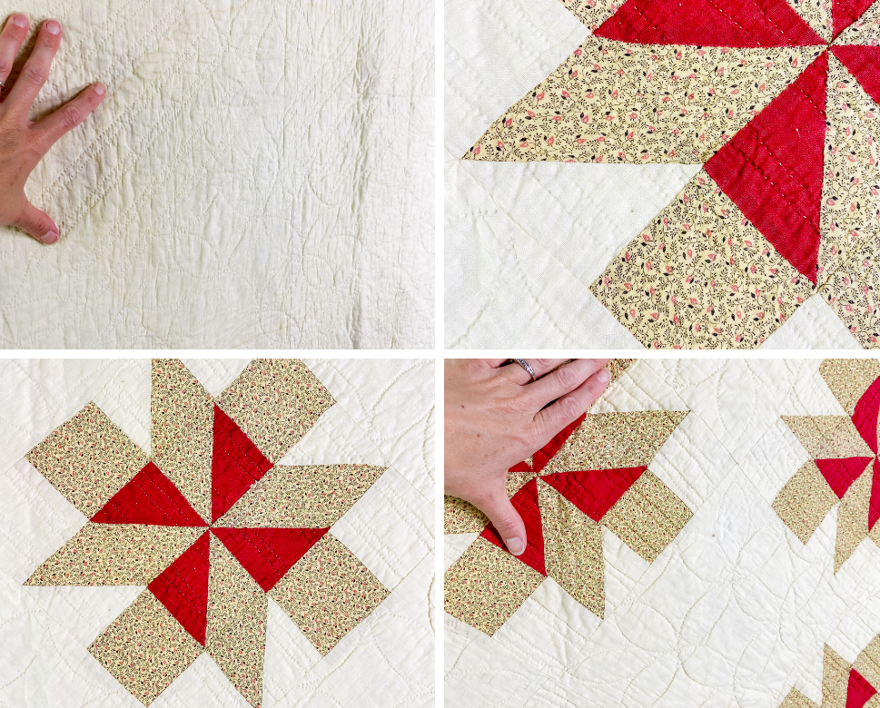 Vintage Red and Yellow Pinwheel Quilt, c1920