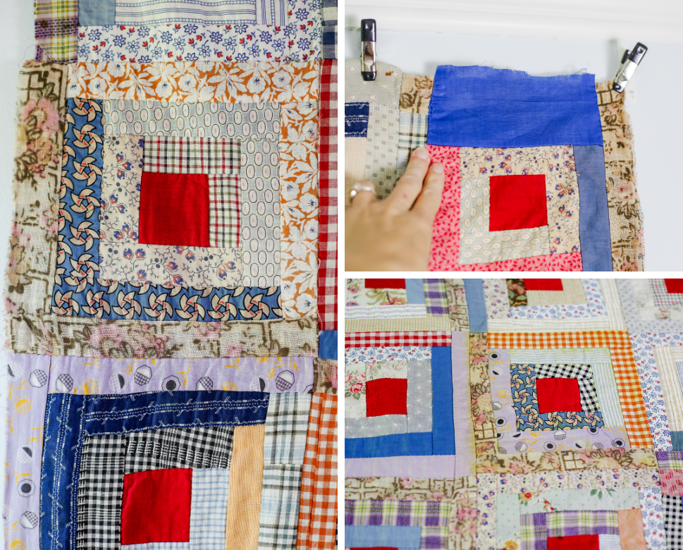 Vintage Log Cabin Quilt TOP