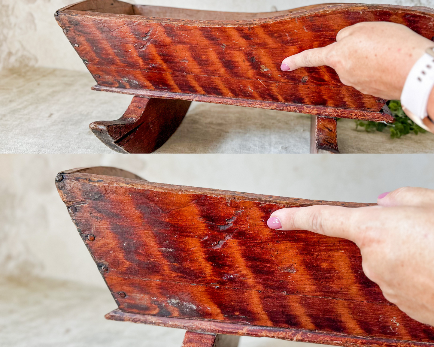 Antique Doll Cradle with Hand Painted Wood Grain