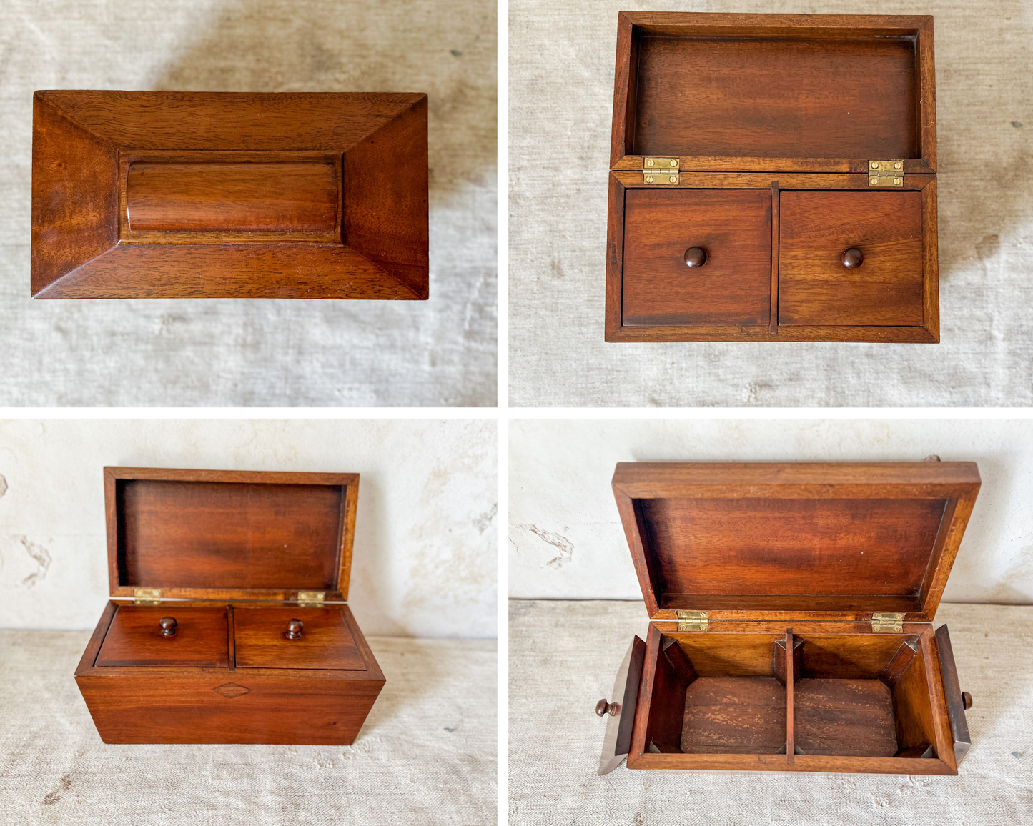 Vintage Mahogany Wood Tea Caddy