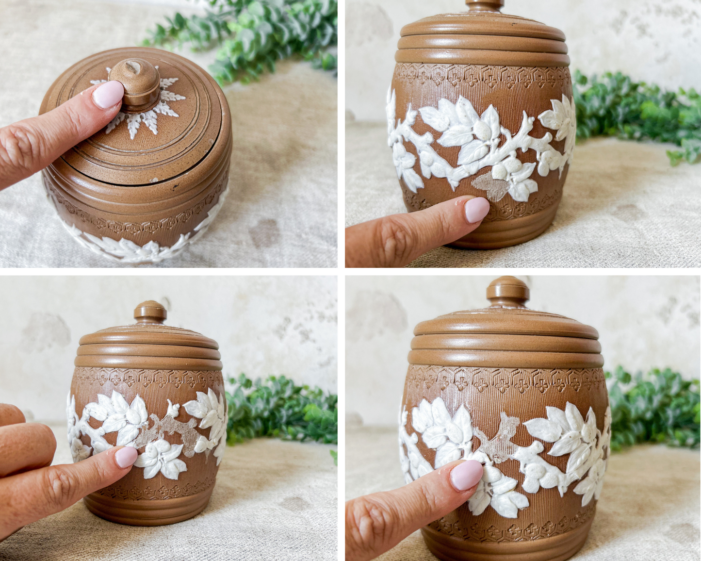 Antique Silicon by Doulton Lambeth Stoneware Tobacco Jar with Lid