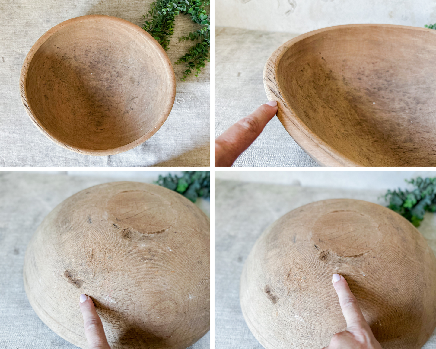 Primitive 15" Wooden Dough Bowl