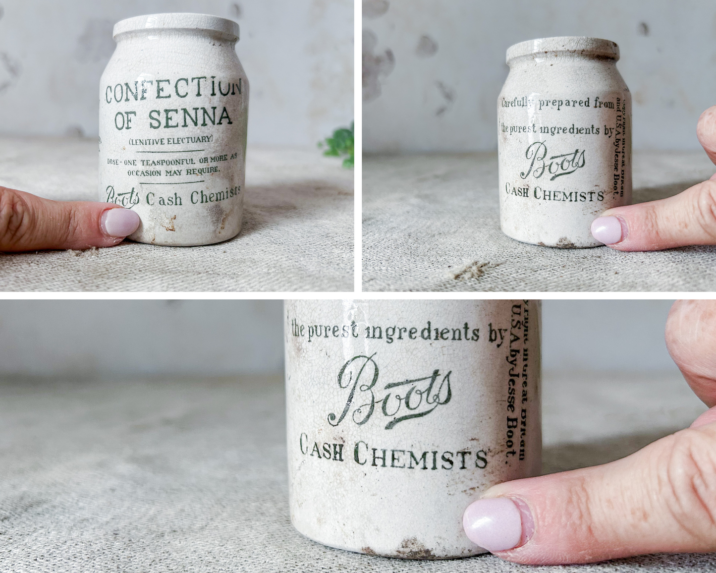 Antique Boot's Confection of Senna Jar