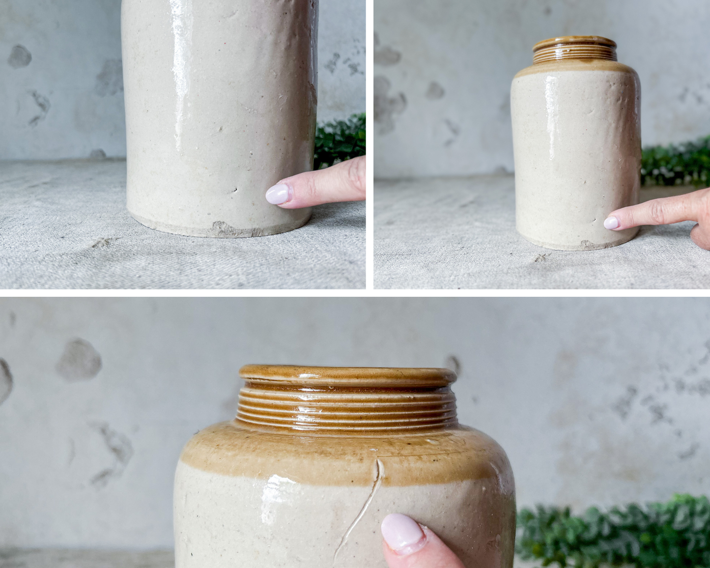 Vintage Large Tan Stoneware Pantry Jar