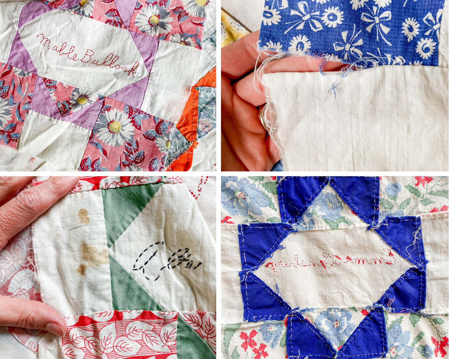 Vintage Signature Friendship Quilt TOP, c1950