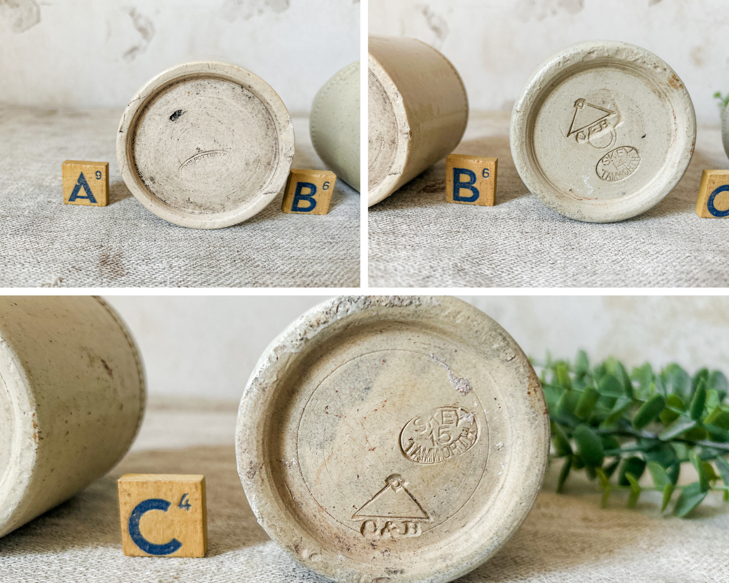 CHOICE Antique English Stoneware Caviar Pickle Jars