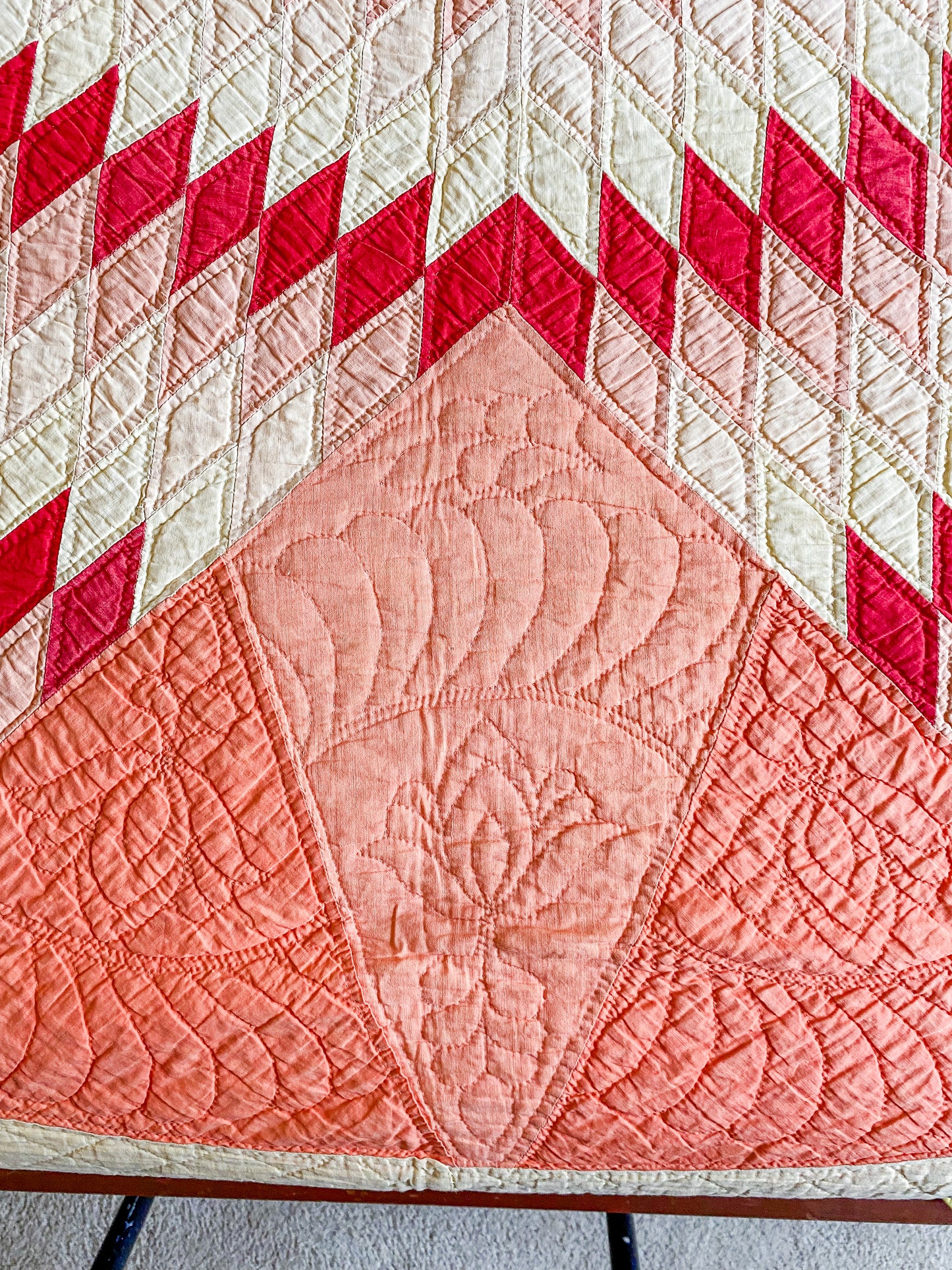 Vintage Red and Yellow Lone Star Circle Quilt